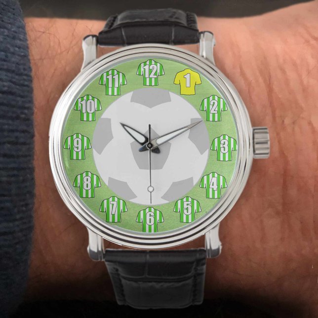 Football Watch - met Groene & Witte Striped Shirte Horloge (Creator heeft geüpload)