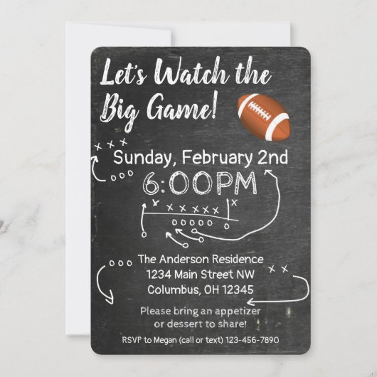 Football Watch Party - Big Game Kaart (Voorkant)