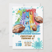 Football Waterslide Pool Party Verjaardagsuitnodig Kaart (Voorkant)