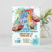 Football Waterslide Pool Party Verjaardagsuitnodig Kaart (Staand voorkant)