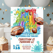 Football Waterslide Pool Party Verjaardagsuitnodig Kaart