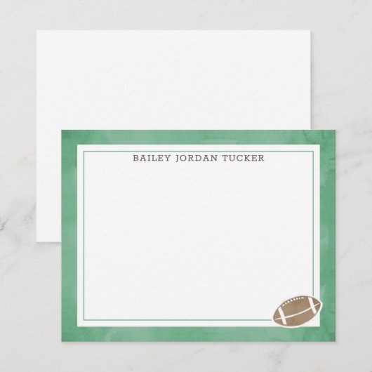Football Waterverf Green Stationery Note Kaart Notitiekaartje (Voorkant / Achterkant)