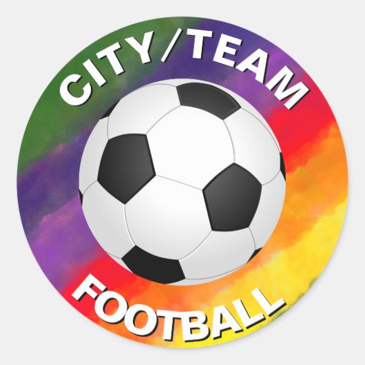  Football Waterverf Rainbow Ronde Sticker (Voorkant)