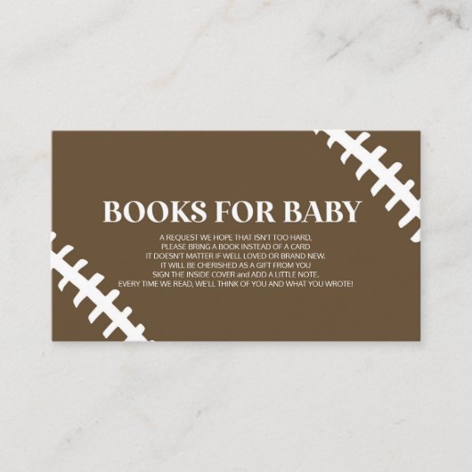 Football Wit Bruin Baby shower Boeken voor Baby Informatiekaartje (Voorkant)