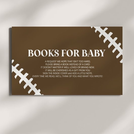 Football Wit Bruin Baby shower Boeken voor Baby Informatiekaartje