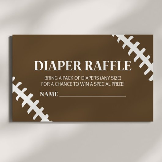 Football Wit Bruin Baby shower Luier Raffle Informatiekaartje