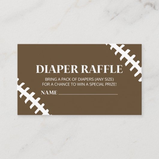 Football Wit Bruin Baby shower Luier Raffle Informatiekaartje (Voorkant)