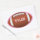 Football & Wit Naam op Roze Ovale Sticker (Envelop)