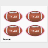 Football & Wit Naam op Roze Ovale Sticker (Vel)