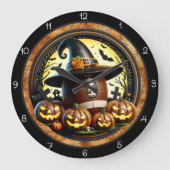 Football Witch Pet Halloween Grote Klok (Voorkant)