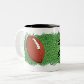 Football with Artistic Image of Grass Personalize Tweekleurige Koffiemok (Voorkant links)