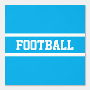 FOOTBALL Witte tekst Racing Stripes op Azure Blue Behang