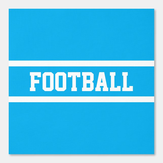 FOOTBALL Witte tekst Racing Stripes op Azure Blue Behang (Voorkant)