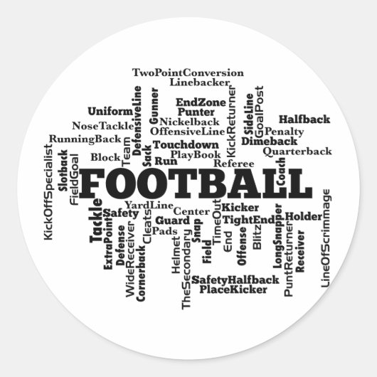 Football Word Cloud Ronde Sticker (Voorkant)