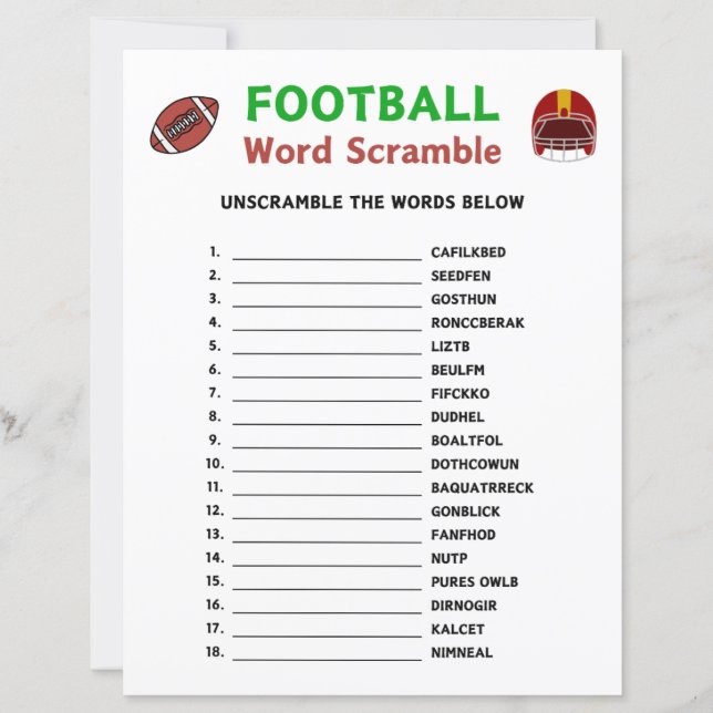 Football Word Scramble spel (Voorkant)