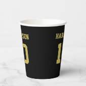 Football Zwart Goud Jersey Naam Nummer Verjaardag Papieren Bekers (Links)