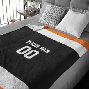 Football zwart, Oranje en wit, speciaal gepersonal Fleece Deken