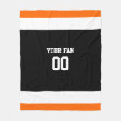 Football Zwart, Sinaasappel & Wit Gepersonaliseerd Fleece Deken (Voorkant)