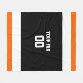 Football Zwart, Sinaasappel & Wit Gepersonaliseerd Fleece Deken (Voorkant (Horizontaal))