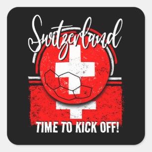 Football Zwitserland Vlag, Zwitsers Europees Team Vierkante Sticker