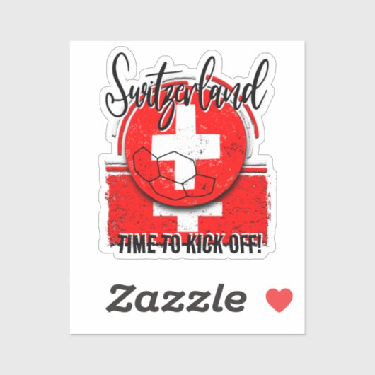 Football Zwitserland vlag, Zwitsers Europees voetb Sticker (Vel)