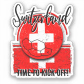 Football Zwitserland vlag, Zwitsers Europees voetb Sticker (Voorkant)