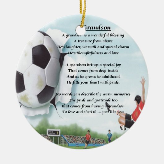    FootballGrandson Poem Keramisch Ornament (Voorkant)
