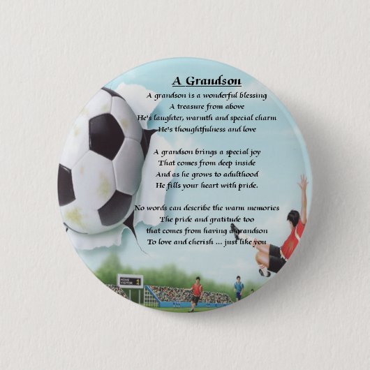 FootballGrandson Poem Ronde Button 5,7 Cm (Voorkant)