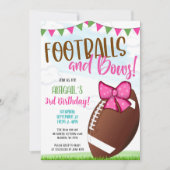 Footballs and Bows Party Invite Kaart (Voorkant)
