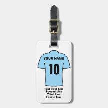 Footballs Bagagelabel - met Sky Blue Shirt