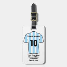 Footballs Bagagelabel - met Sky Blue Stripes