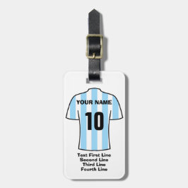 Footballs Bagagelabel - met Sky Blue Stripes