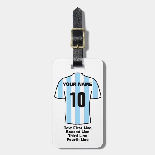 Footballs Bagagelabel - met Sky Blue Stripes (Voorkant verticaal)