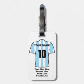 Footballs Bagagelabel - met Sky Blue Stripes (Achterkant verticaal)