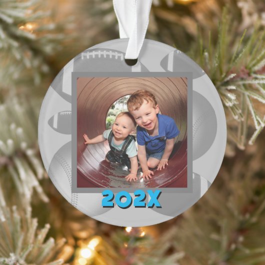 Footballs Baseballs Boys Grandsons Foto Ornament (Boom)