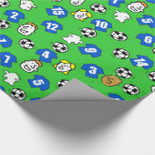 Footballs, blauwe Shirten en ventilatoren Cadeaupapier (Hoek)