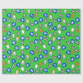 Footballs, blauwe Shirten en ventilatoren Cadeaupapier (Vlak)