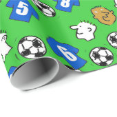 Footballs, blauwe Shirten en ventilatoren Cadeaupapier (Rol Hoek)