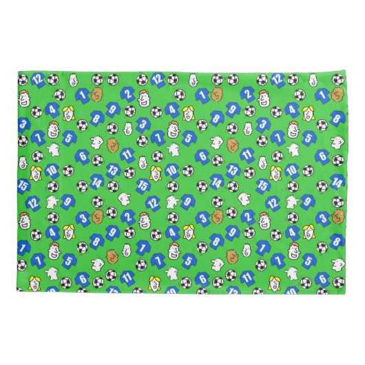 Footballs, blauwe Shirten en ventilatoren Kussensloop (Achterkant)