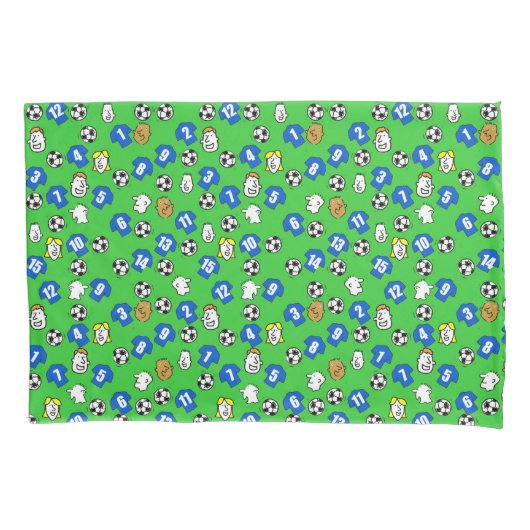 Footballs, blauwe Shirten en ventilatoren Kussensloop (Voorkant)