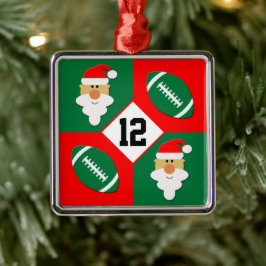 Footballs- en Santa Custom Football Player Number Metalen Ornament