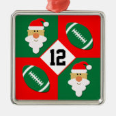 Footballs- en Santa Custom Football Player Number Metalen Ornament (Voorkant)