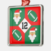 Footballs- en Santa Custom Football Player Number Metalen Ornament (Links)