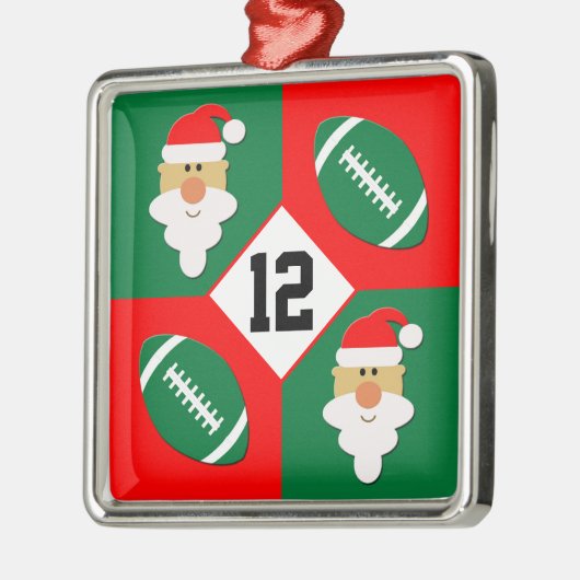 Footballs- en Santa Custom Football Player Number Metalen Ornament (Links)