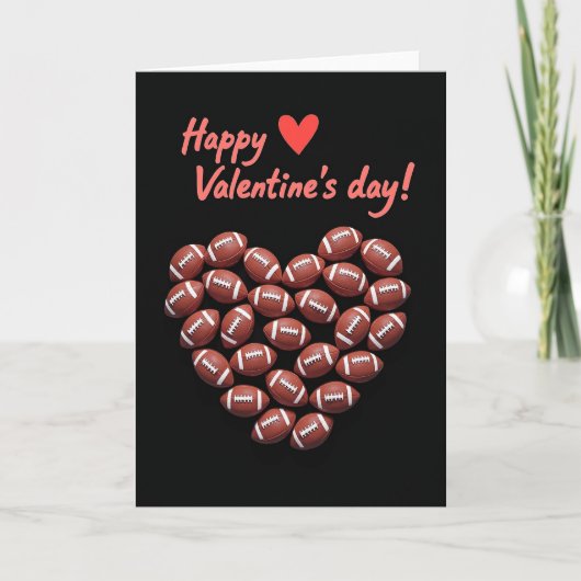 Footballs Form Heart Valentines Card Kaart (Voorkant)