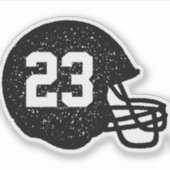 Footballs helm aangepast nummer zwart sticker (Voorkant)