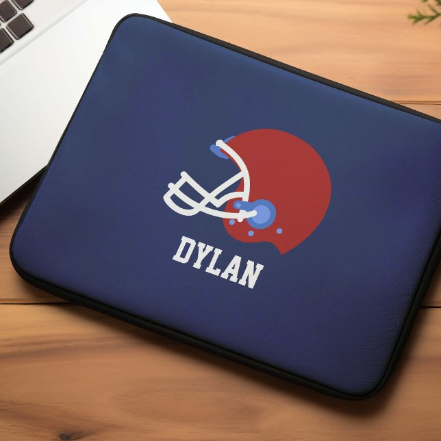 Footballs helm gepersonaliseerde jongens laptop sleeve (Creator heeft geüpload)