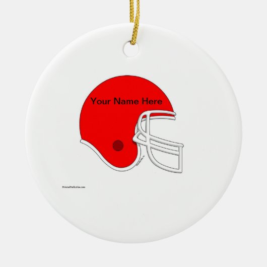 Footballs helm - rood keramisch ornament (Voorkant)