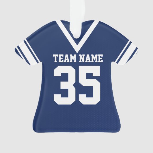 Footballs jersey donkerblauw uniform ornament (voorkant)