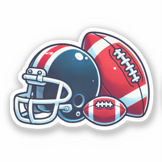 Footballs kogelhelm Cartoon Afbeelding Sticker (Voorkant)